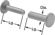 Image of Product. Front orientation. Exploded view. Contains Annotated. Two-Piece Press-Fit Rivets for Wood.