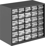 Image of Product. 30 Drawers. Front orientation. Cabinets. Plastic Small-Parts Cabinets, Plastic—Assembled, 30 Drawers.