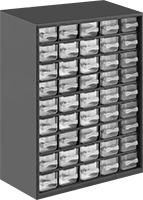 Image of Product. 45 Drawers. Front orientation. Cabinets. Plastic Small-Parts Cabinets, Plastic—Assembled, 45 Drawers.