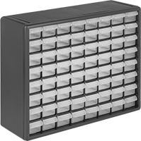 Image of Product. 64 Drawers. Front orientation. Cabinets. Plastic Small-Parts Cabinets, Plastic—Assembled, 64 Drawers.