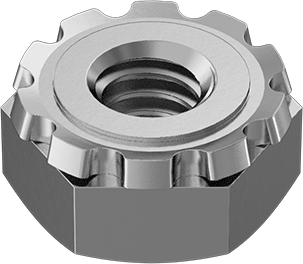 Image of Product. Front orientation. 18-8 Stainless Steel Locknut with External-Tooth Lock Washer, 8-32 Thread Size.