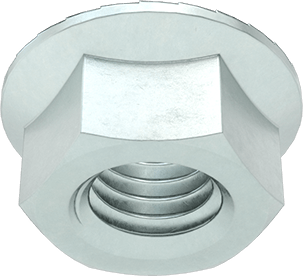 Image of Product. Bottom orientation. Zinc-Plated High-Strength Steel Serrated Flange Nuts, Grade 8, 1/2"-13 Thread Size.