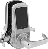 Image of Product. Front orientation. Door Handles and Knobs. Battery-Powered Touch-Screen Combination Door Handles.
