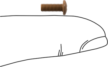 Image of Product. Side1 orientation. Contains SizingReference. High-Strength High-Temperature PEEK Screw, Pan Head Phillips, M3 x 0.5 mm Thread Size, 8 mm Long.