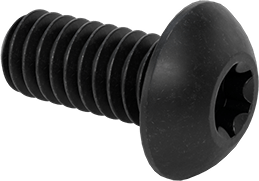 Image of Product. Front orientation. Black-Oxide Alloy Steel Button Head Torx Screws, 8-32 Thread, 3/8" Long.