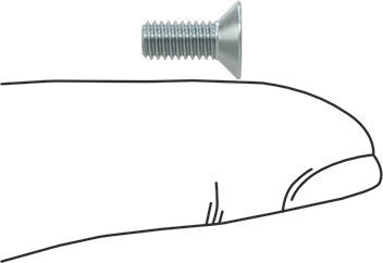 Image of Product. Side1 orientation. Contains SizingReference. JIS Zinc-Plated Steel Flat Head Screws, M4 x 0.7 mm Thread Size, 10 mm Long.