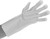 Image of ProductInUse. Front orientation. Gloves. Ultra-Thin Polyethylene Chemical-Resistant Gloves.