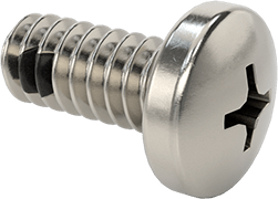 Image of Product. Front orientation. Thread-Locking Pan Head Phillips Screws, 4-40 Thread Size, 1/4" Long.