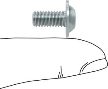Image of Product. Side1 orientation. Contains SizingReference. Zinc-Plated Flanged Button Head Hex-Drive Screw, Alloy Steel, M6 x 1 mm Thread Size, 12-mm Long.