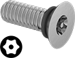 Image of Product. Front orientation. Contains MultipleImages. Flat Head Screws. Sealing Tamper-Resistant Torx Stainless Steel Flat Head Screws.