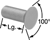 Image of Product. Front orientation. Contains Annotated. Mil. Spec. Aluminum Flush-Mount Solid Rivets.