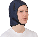 Image of ProductInUse. Front orientation. Hard Hat Liners. Cold-Protection Hard Hat Liners, Covers Head and Nape.