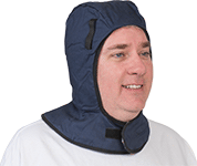 Image of ProductInUse. Front orientation. Hard Hat Liners. Cold-Protection Hard Hat Liners, Covers Head, Nape, and Neck.