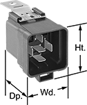 Image of Product. Front orientation. Contains Annotated. Vehicle Relays. Weatherproof Vehicle Relays, Relay-Socket and Surface Mount.