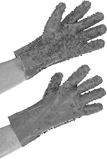 Image of ProductInUse. PVC. Front orientation. Gloves. Drain-Cleaning Gloves, PVC with Nitrile/PVC Plastic-Coated Full Hand.