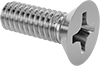 Image of Product. Front orientation. Flat Head Screws. Mil. Spec. Stainless Steel Phillips Flat Head Screws.