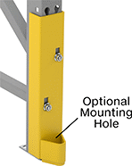 Image of ProductInUse. 2 Front Mounting Holes. Front orientation. Contains Annotated. Rack Guards. Post-Mount Steel Rack Guards, Bolt On, Front Mounting Hole.