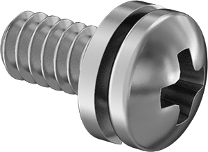 Image of Product. Front orientation. Stainless Steel Pan Head Screws with Split Lock Washer, 4-40 Thread Size, 1/4" Long.