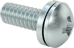 Image of Product. Front orientation. Stainless Steel Pan Head Screws with Split Lock Washer, 4-40 Thread Size, 5/16" Long.
