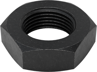 Image of Product. Bottom orientation. 18-8 Stainless Steel Thin-Profile Hex Nut, Black-Oxide, M20 x 1.50 mm Thread Size, 10 mm High.