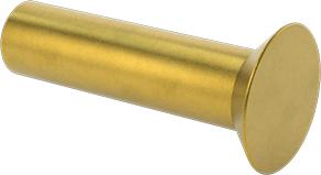 Image of Product. Front orientation. Brass Flush-Mount Solid Rivets, 1/8" Diameter, for 0.385" Maximum Material Thickness.