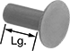 Image of Product. Front orientation. Contains Annotated. Steel Low-Profile Domed Head Solid Rivets.