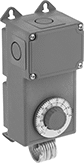 Image of Product. Hardwire. Front orientation. Thermostats. Wet-Location Line-Voltage Thermostats, For Air Conditioners and Heaters, Dial Control, Hardwire.