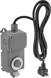 Image of Product. Plug. Front orientation. Thermostats. Wet-Location Line-Voltage Thermostats, For Heaters, Dial Control, Plug In.