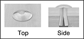 Image of ProductInUse. Installed in a Closed-End Hole. Top orientation. Contains Annotated, Border. Rivets. Pin-Drive Rivets.