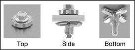 Image of ProductInUse. Installed. Top orientation. Contains Annotated, Border. Rivets. 18-8 Stainless Steel Hex-Drive Rivets.