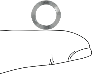 Image of Product. Side1 orientation. Contains SizingReference. Wave Disc Spring, Corrosion-Resistant, 0.35" ID, 0.492" OD, 0.007" Thick.
