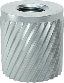 Image of Product. Bottom orientation. Press-Fit Insert for Soft Metal, Zinc-Plated Steel, M6 x 1 mm Thread Size.