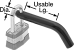 Image of Product. Front orientation. Contains Annotated. Clevis Pins. Padlockable Bent-Head Clevis Pins.