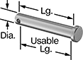 Image of Product. Front orientation. Contains Annotated. Clevis Pins. Clevis Pins, Cotter Pin Not Included.