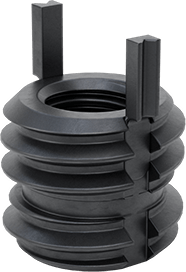 Image of Product. Bottom orientation. Screw-Locking Key-Locking Insert, Thin Wall, Cadmium Plated Steel, 1/4"-28 Thread, Drill Size x.