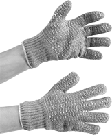 Image of ProductInUse. Front orientation. Gloves. Light Duty Work Gloves, Acrylic/Polyester Fabric with PVC Grip.