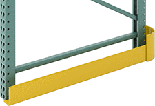 Image of ProductInUse. Front orientation. Rack Guards. End-of-Aisle Floor-Mount Steel Rack Guards, Single Ended, Right-Hand Side Mounting Orientation.