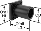 Image of Product. Front orientation. Contains Annotated. Linear Bearing Housings. Flange-Mount Linear Bearing Housings, For 1 Bearing.