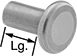 Image of Product. Front orientation. Contains Annotated. Low-Profile Flat Head Solid Rivets.
