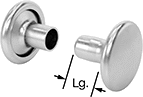 Image of Product. Front orientation. Contains Annotated. Two-Piece Press-Fit Rivets for Leather and Fabric.