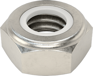 Image of Product. Bottom orientation. 316 Stainless Steel Thin-Profile Nylon-Insert Locknut, Corrosion-Resistant, 3/8"-16 Thread Size.