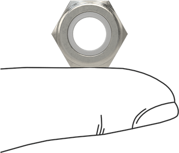 Image of Product. Side1 orientation. Contains SizingReference. 316 Stainless Steel Thin-Profile Nylon-Insert Locknut, Corrosion-Resistant, 3/8"-16 Thread Size.