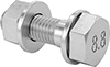 Medium-Strength Class 8.8 Steel Hex Head Screws with Nuts and Washers