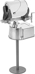 Image of ProductInUse. Shown with&nbsp;Optional
Pedestal. Front orientation. Paint Shaker Pedestals. Air-Powered Paint Shakers.