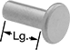 Image of Product. Front orientation. Contains Annotated. Copper Flat Head Solid Rivets.