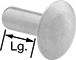 Image of Product. Front orientation. Contains Annotated. Large-Diameter Low-Profile Domed Head Solid Rivets.