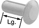 Image of Product. Front orientation. Contains Annotated. Aluminum Low-Profile Domed Head Solid Rivets.