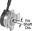 Image of Product. Front orientation. Contains Annotated. Rotary Encoders. Compact Rotary Encoders, Shaft-Opening Gear Box Output, Wire Lead Connection—NPN Open Collector.