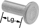 Image of Product. Front orientation. Contains Annotated. Brass Flat Head Solid Rivets.