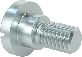 Image of Product. Back orientation. Slotted Low-Profile Steel Shoulder Screw, 8 mm Shoulder Diameter, 4 mm Shoulder Length, M6 x 1 mm Thread.
